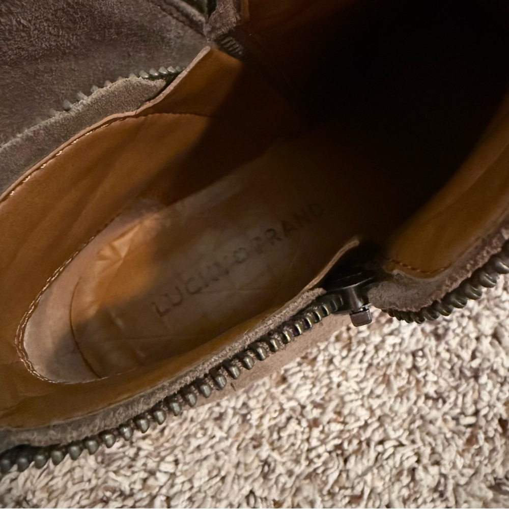 Lucky Brand Brown Ankle Booties with Suede Texture - Picture 6 of 6